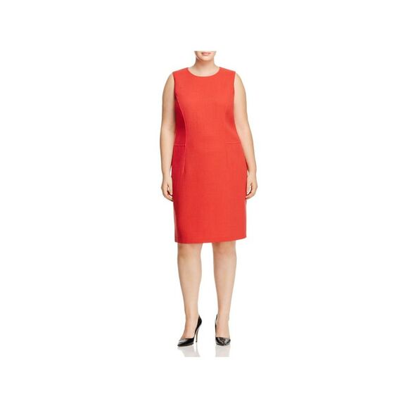 NWT LAFAYETTE 148 Womens Red Crepe Sleeveless Knee Length Shift Dress Plus 16W